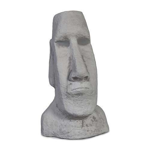 gartendekoparadies.de Moai Statue en pierre massive tête de l'île de Pâques, hauteur 40 cm, dimensions 20 x 24 cm, gris, 12 kg, en pierre moulée,...