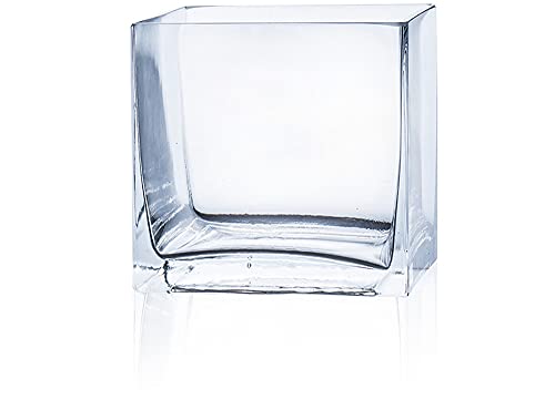 matches21 - Vaso decorativo in vetro rettangolare, trasparente, 14 x 14 x 14 cm