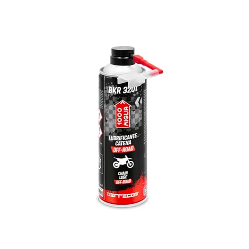 ERRECOM 1000 Miglia BKR 3201 Lubricante Cadena Motos Off-Road, Motos Todo Terreno, Resiste Barro y Agua,Chorro Preciso Sin Salpicaduras, Incluye Sistema Huggie con Extensión de 90°, Bote Aerosol 500ml