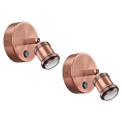 ledscom.de 2 Stück Wandleuchte RETRA, Schalter, bronze matt, rund, 1x E27 max. 60W