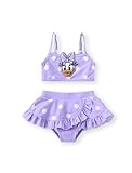 Disney Mickey and Friends Girls 2 Piece Tankini Bathing Suits Summer Rash Guard Swimwear Purple 3 Years