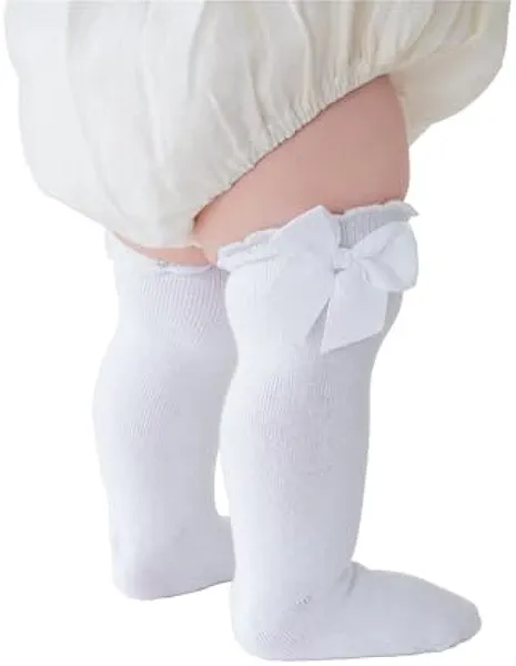 SHUIMUHUABEN Baby Knee High Socks Tube Newborn Infants Toddlers Uniform Ruffled Girls