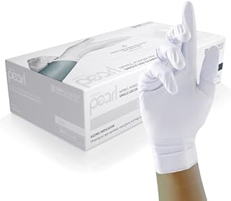 Unigloves White Pearl Nitrile Examination Gloves - Multipurpose, Powder Free and Latex Free Disposable Gloves - Box of 100 Gloves, White, Small (GP0022)