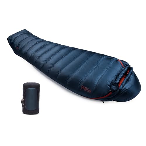 SANSEGAL Ultralight Mummy Down Sleeping Bag 650 Fill Power Duck Down Suits for 32 20 Degree F for Camping Hiking Backpacking