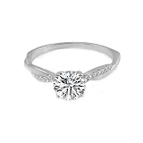 Aotiwe Wedding Bands for Her, Anillo de Compromiso para Mujer Elegant Twisted 4 Prong with 1ct Round Moissanite Sterling Silver Size 8.5