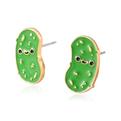 Pickle Earrings For Women, Cute Pickle Enamel Studs Cucumber Funny Statement Trendy For Birthday Daily Emotional Support Jewelry Gifts