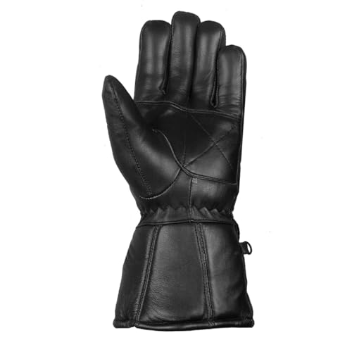 Jackets 4 Bikes Winter Motorcycle Gloves, Premium Biker Sheep Leather Thinsulate Warm Cold Weather Water Resistance Windproof Gauntlet for Men and Women