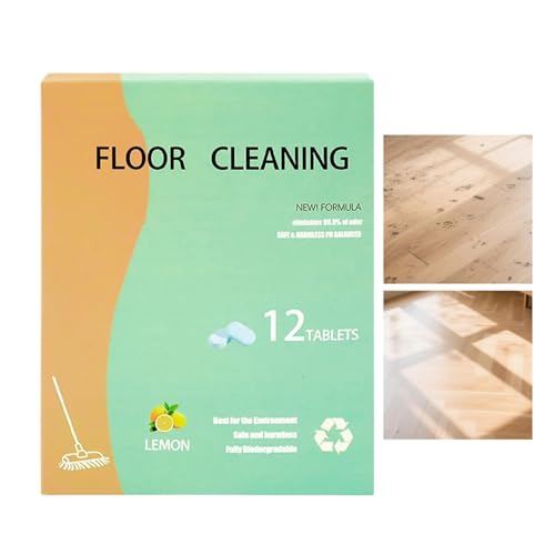 Dottduya Limpiador de suelos para limpieza en húmedo, paquete de 12 pastillas para limpieza de suelos, limpiador para suelos de madera dura, adecuado para lugar de trabajo, apartamento, balcón, etc