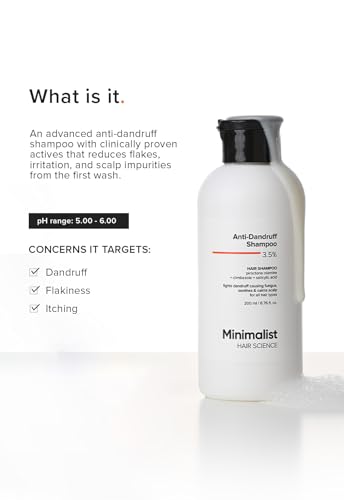 Image of Minimalist Anti-Dandruff Shampoo | Clarifying Shampoo with 2% Salicylic Acid, Climbazole & Piroctone Olamine | Remove Flakes, Soothes Itchy Scalp & Reduces Dandruff | Sulphate-Free | Fragrance-Free | Suitable for All Hair Types | For Women & Men | 100 ml
