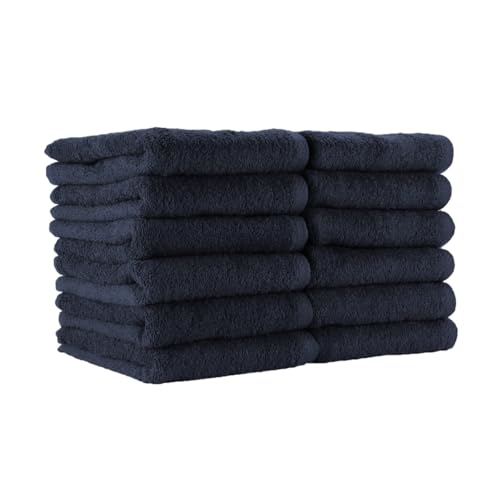 Image of Arkwright Bleach Resistant Salon Towels 12 Pack - 100% Cotton Hair Towels, Soft, Absorbent, Quick Dry Spa & Barber Towels for Hair Stylist, Nail Salon & Esthetician, 16 x 27, Navy