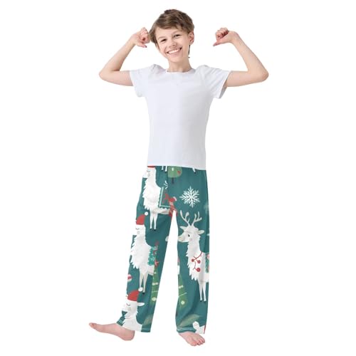 ZZXXB Llama Xmas Tree Boys Long Pants Soft Trousers Elastic Waist Kids Lounge Bottoms with Pockets S-XL3