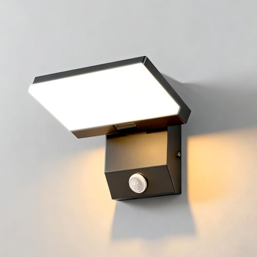 36W LED Wandleuchte Außen/Innen Modern Wandlampe mit Bewegungsmelder 3000K IP65 Wasserdicht Schwenkbares LED Panel Energieeffiziente Außenwandleuchte für Terrasse Eingang Garten und Balkon -1Pack