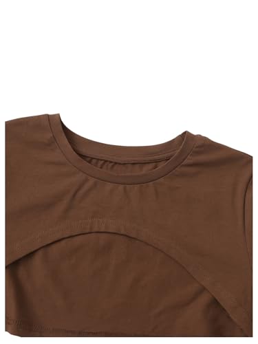 OYOANGLE Girl's Cute 2 Piece Outfits Print Cami Short Dress with Crop Top Tee Set4