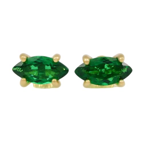 Puces émeraude marquise : boucles d'oreilles minimalistes argent doré