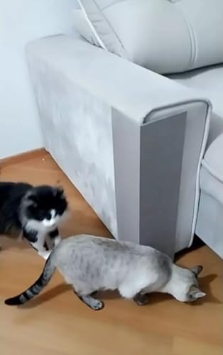 2 Arranhador para gato de canto de sofá em Fibra de linho Natural 4x mais resistente (Cinza, 60cm)
