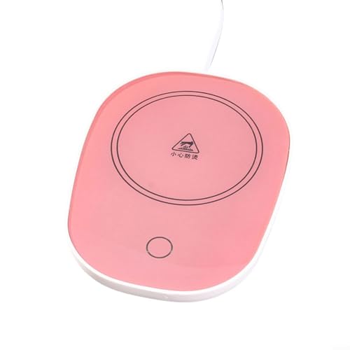 Calentador de tazas de café USB con calefacción termostática de 55 °C, sensor de gravedad, encendido/apagado automático, panel impermeable de vidrio templado, eficiencia energética (rosa)