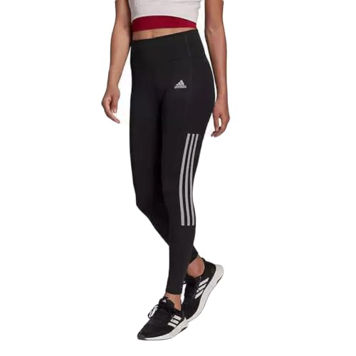 Image of adidas Womens Lightweight High Rise 3-Stripe Mesh 7/8 Leggings, Black/Grey, M