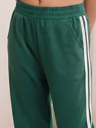Image of Li'l Tomatoes Girls Cotton Track Pants | Soft & Comfortable Casual Summer Lower for Girls | Elastic Waist with Drawstring Everyday Wear | Side Stripe Straight Fit Trackpant | 9-16 Years |