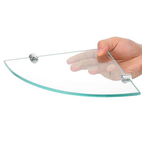 Estantería de baño de vidrio templado Yardwe con diseño triangular estable de 2 piezas 6