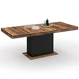 table en bois marron foncé Avec sa capacité 6-10 places, vous pourrez accueillir vos convives pour partager de bons moments