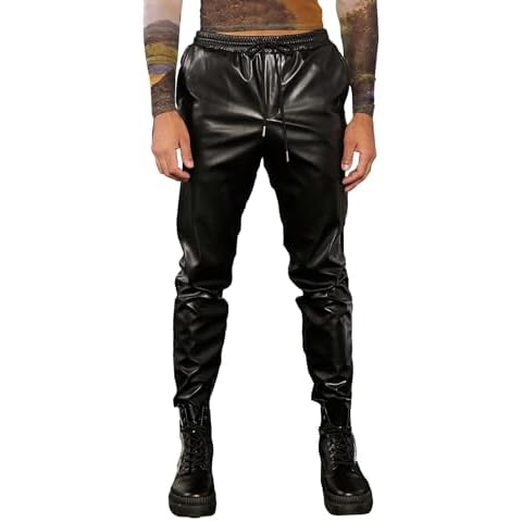 WDIRARA Men's PU Leather Party Pants Cover