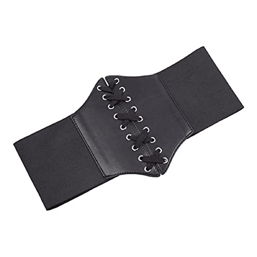 Black Lace-up Cinch Belt Tied Corset Elastic Waist Belt for Women Girls2