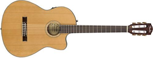 Fender CN-140SCE Thinline Concert Nylon String Acoustic Guitar, Natural, with Case