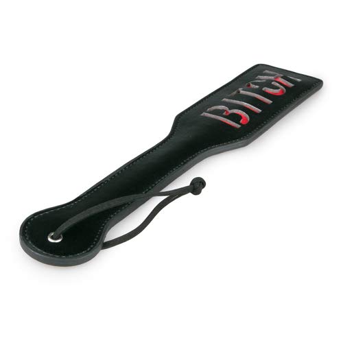 Zwarte Leren Paddle - Bitch| Bondage | Speeltjes | Pinwheel | BDSM | SM | Meesteres | Sado | Dildo | Vibrator | Penis… - Afbeelding 4