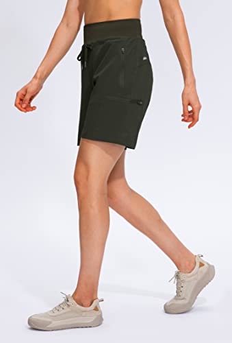 Image of Obla Women's Hiking Cargo Shorts Zipper Pockets Soft High Waisted Quick Dry 7 Inch Long Shorts for Women Golf Athletic Summer