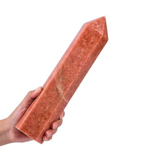 JIC Gem Extra Large Sunstone Healing Crystal Wand 6 Faceted Sunstone Quartz C...