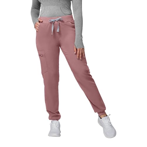 Image of Kitmaz Scrub Pants for Women - Mid Rise 4-Way Stretch Anti-Wrinkle Slim Fit Jogger Pants, Drawstring & 5 Pockets
