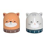 SOARING 2 Pack Mechanical Kitchen Timer with Cute Cartoon ，60 Minute Animal Timer for Kids Wind Up