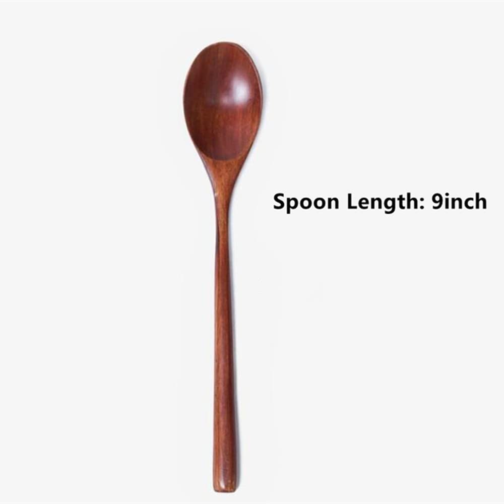 Cucharas de té, cucharas de postre, 6 piezas de cuchara de madera for comer, mezclar, revolver, cocinar, cucharas de sopa, cuchara de mango largo con utensilios de cocina de estilo japonés, cucharas d