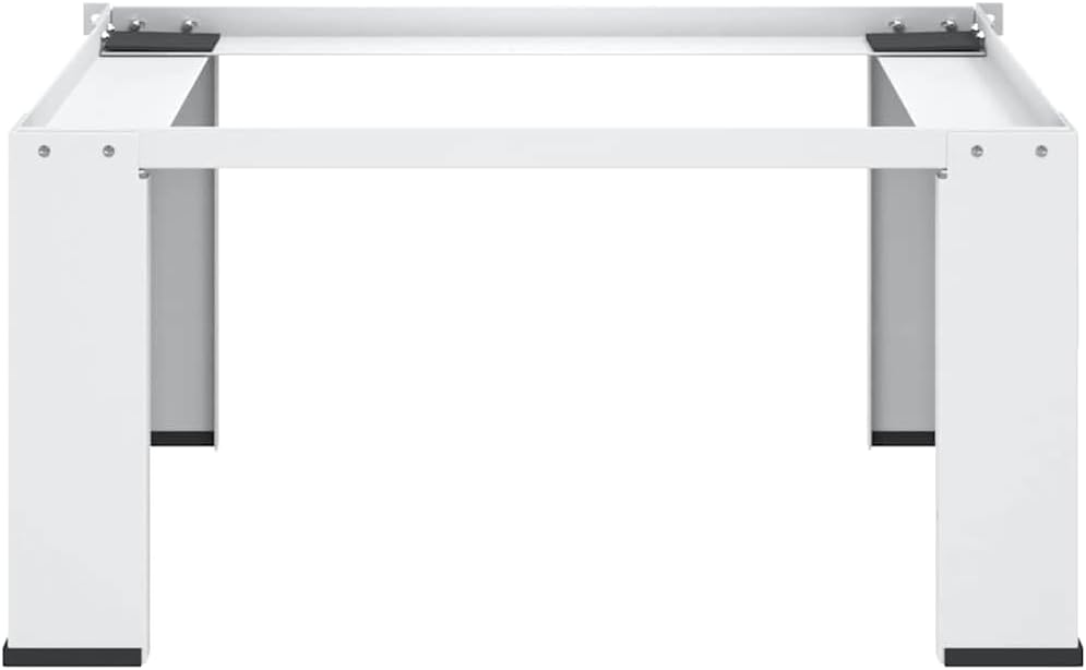 Washing Machine Pedestal with Storage Base, Heavy Duty Steel Laundry Stand for Washers and Dryers, Non-Slip Anti-Vibration Riser, White, 25.2 x 21.7 x 12.8 Inches