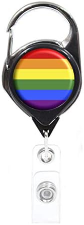 Scrubza Officially Needed-ID Badge Holder Retractable, Carabiner Badge Reel Clip | Rainbow Flag-Black | Great For Name Tags, Keys, Light Tools Like Nail Clippers, Emoji Party Favors and Gifts