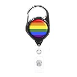 Scrubza Officially Needed-ID Badge Holder Retractable, Carabiner Badge Reel Clip | Rainbow Flag-Blac