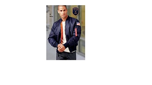 Burks BayNY607-3L Mens MA-1 Nylon Flight Jacket - Large