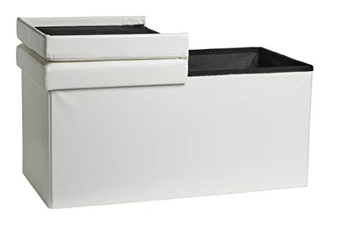 ECHTWERK Flexible Acolchado con Funda de Piel sintética, Banco Taburete con Espacio, baúl de Almacenamiento Rectangular, Tapa extraíble, Color Blanco, 38 x 76 x 37, 38x76x37,5
