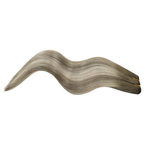Image of Full Shine 20 Inch Weft Hair Extensions 105G Ash Brown To Blonde Silky Hair