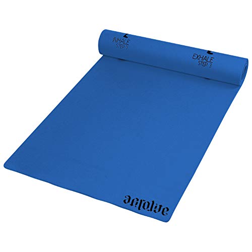 Image of AEROLITE Printed Yoga mat Extra Long Extra Wide /Fitness Mat with Sun Salutation (10mm, Ocean Blue)