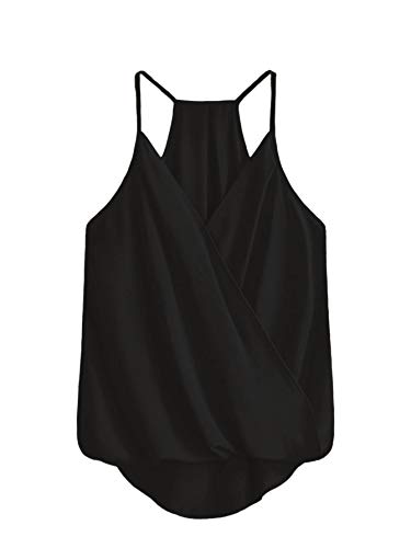 Shein women's sleeveless twist front wrap cami tank top with spag…