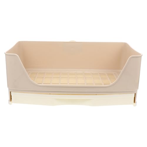 Luxshiny Caja de Arena Grande para Conejos y Cobayas, Orinal Cajón Extraíble Beige, Baño de Entrenamiento para Mascotas Pequeñas, Bandeja Antideslizante y Fácil Limpieza para Conejo Adulto