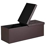 Casaria Sitztruhe mit Stauraum Deckel Klappbar Gepolstert Faltbar 131 L Kunstleder Braun 115x40x40 cm Sitzbank Fußhocker