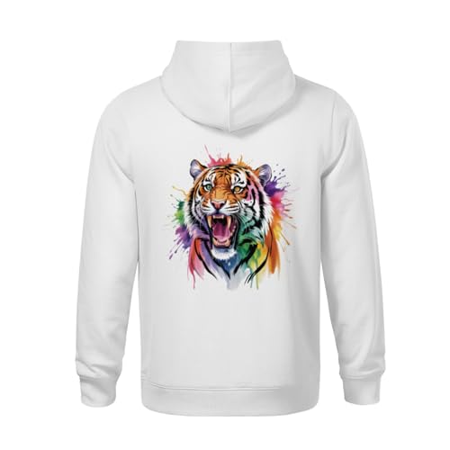 Kids Watercolor Tiger Boys Girls Lightweight Kangaroo Pocket Fleece Hoodies3