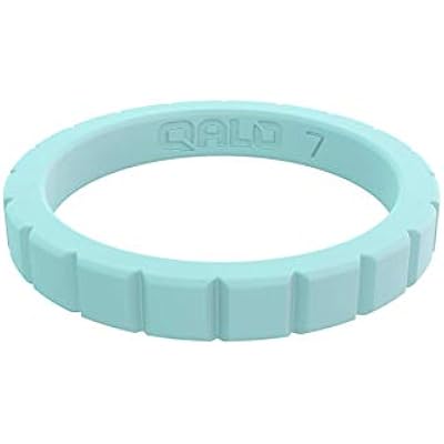 QALO Women's Rubber Silicone Ring, Arrow Strata Rubber Wedding Band, Breathable, Durable Engagement Silicone Ring, 6mm Wide 1.85mm Thick