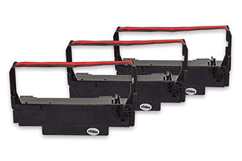 vhbw 3x Cinta de color de escritura reemplaza Epson ERC-38 B/R, ERC-34, ERC-30 para impresora de matriz o de tickets - negro, rojo