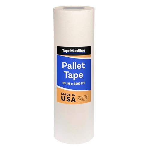 Image of TapeManBlue Pallet Tape for Screen Printing, 18 Inch x 300 Foot Roll, Made in USA, Heavy Duty Platen Masking Tape with Clean Removal to Protect Screen Printing Surfaces and Extend Pallet Life