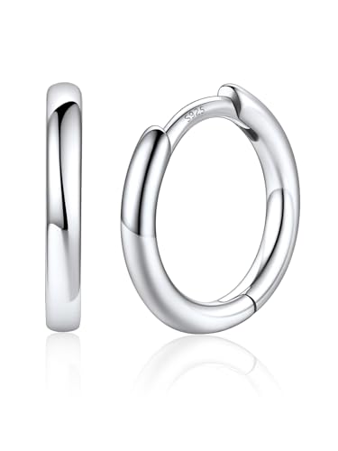 Image of Silvora 14K Gold Plated Huggie Hoop Earrings for Women, Small Sterling Silver Hoops, Hypoallergenic Cartilage Earrings for Sensitive Ears 8 /10 /12 /14 /16 /18 /20MM