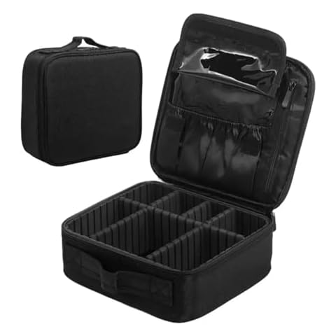 Novaease Black Travel Makeup Bag with Adjustable Compartments Cover