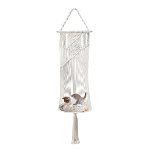 Hamaca multifuncional de macramé para mascotas y cómoda hamaca para gatos interior 8